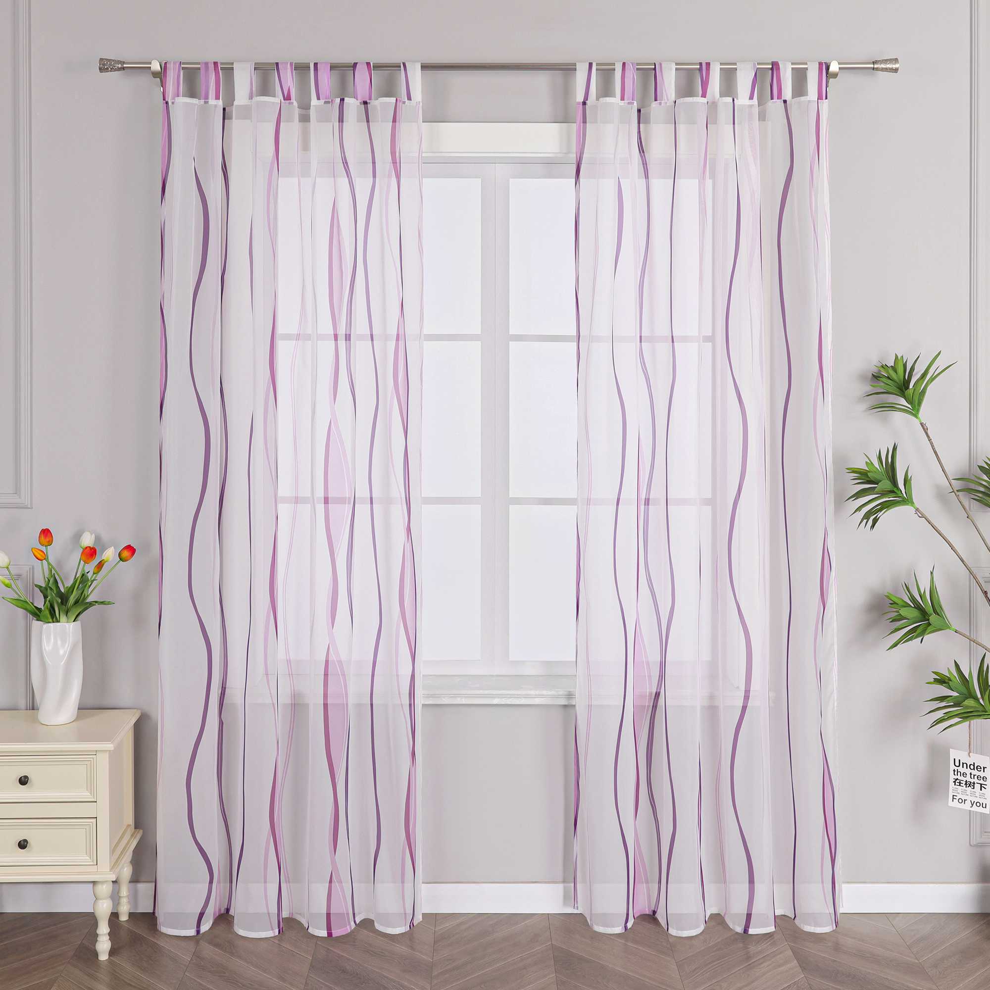 Vorhang Schlaufenschal aus Polyester mit bunten Wellenmustern tranparent 1 stück - Joyswahl