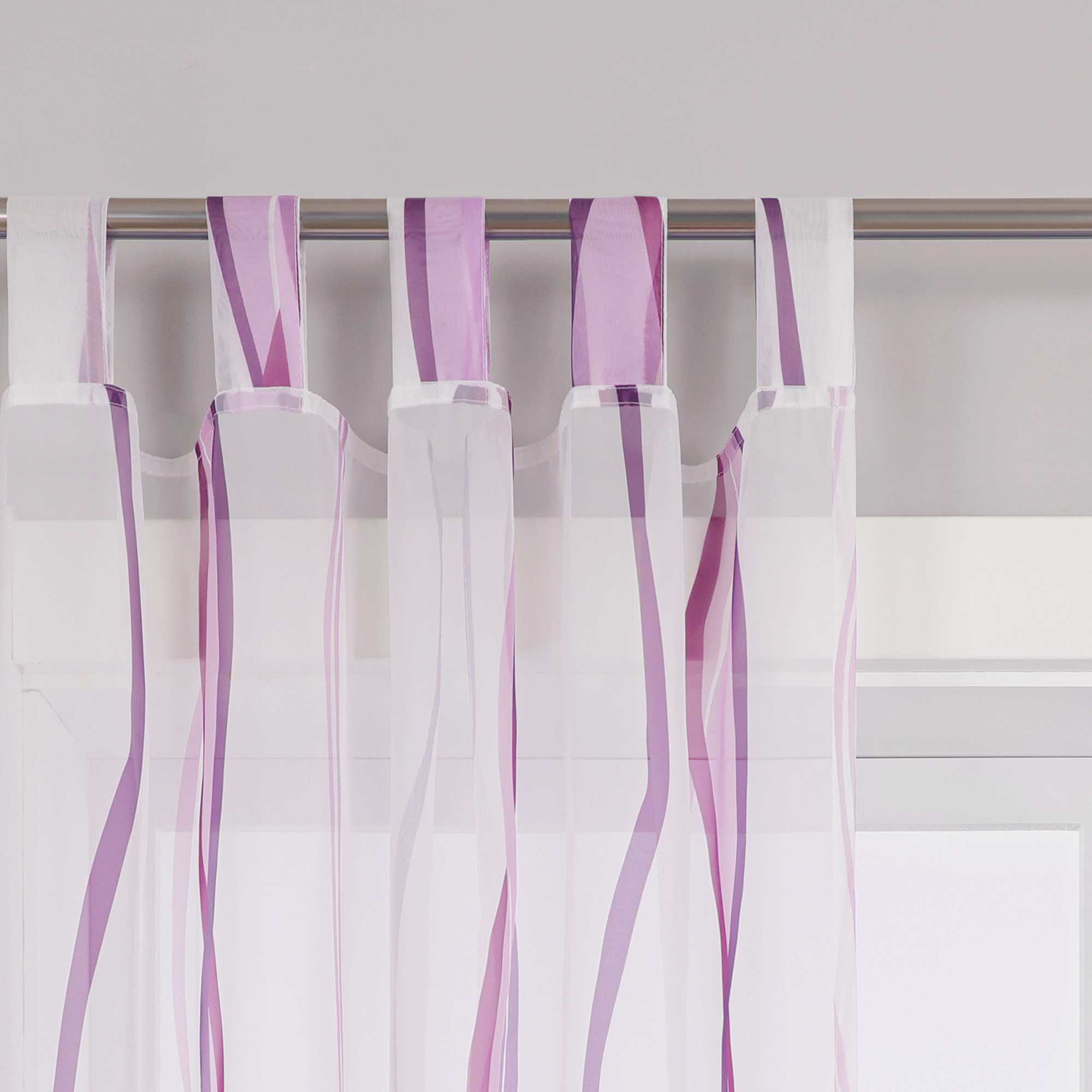 Vorhang Schlaufenschal aus Polyester mit bunten Wellenmustern tranparent 1 stück - Joyswahl