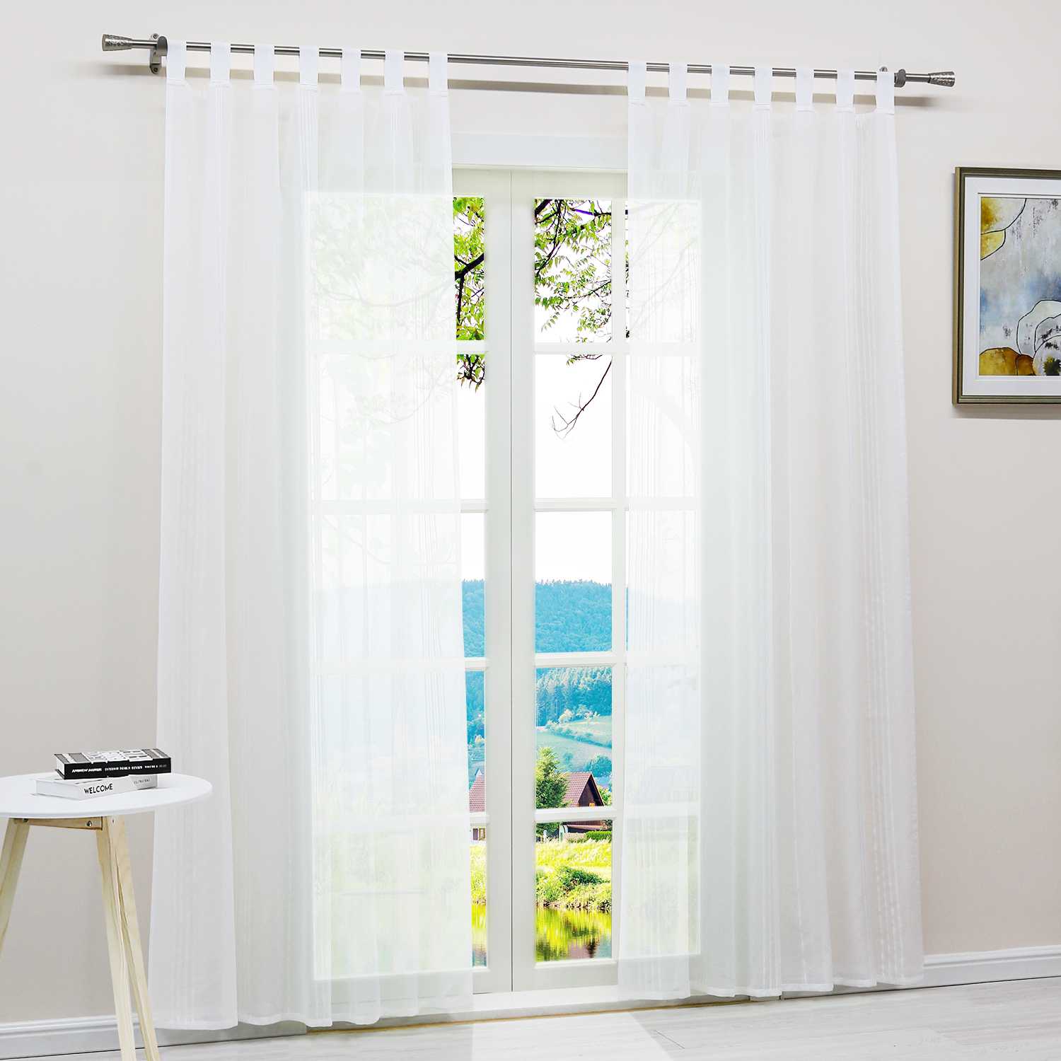 Vorhang 2er Set Voile Gardinen mit vertikalen Streifen Modern Transparent Schlafzimmer Wohnzimmer 2 Stück - Joyswahl