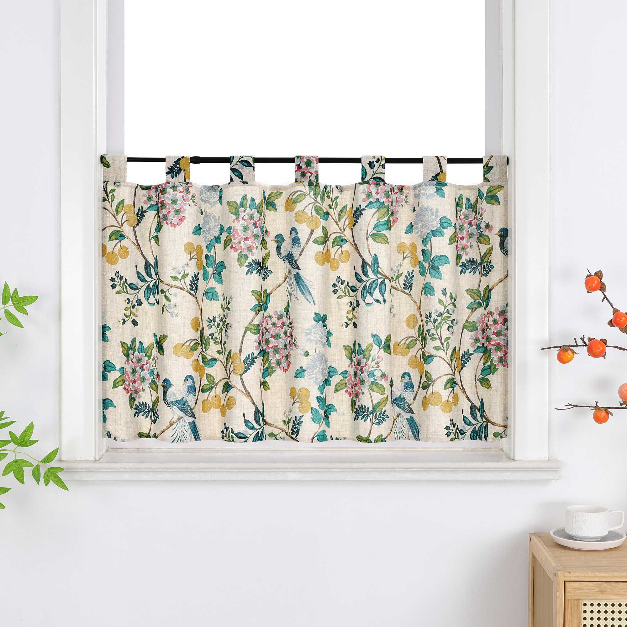 Halbtransparente Scheibengardine im asiatischen Stil 1 Stück