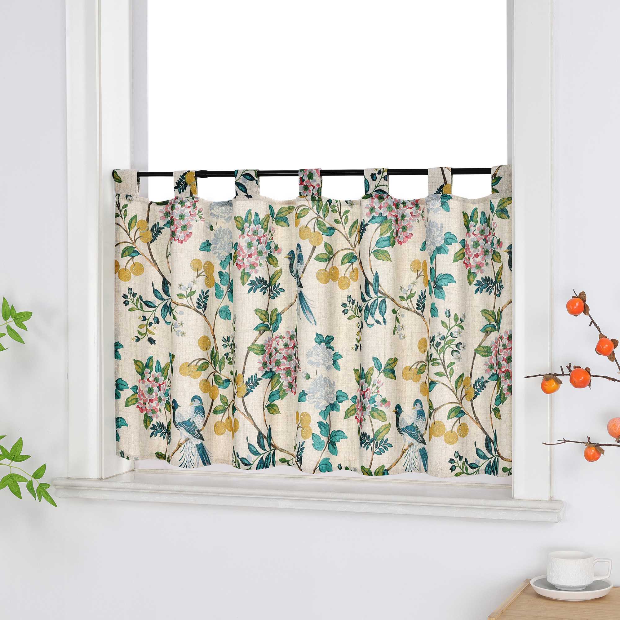 Halbtransparente Scheibengardine im asiatischen Stil 1 Stück