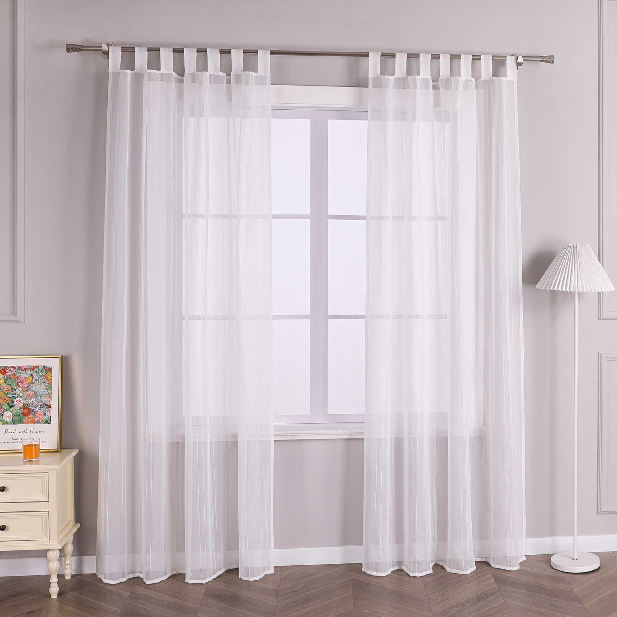 Transparenter Vorhang Schlaufenschal mit Streifen Unifarbe transparent Lichtdurchlässig - Joyswahl