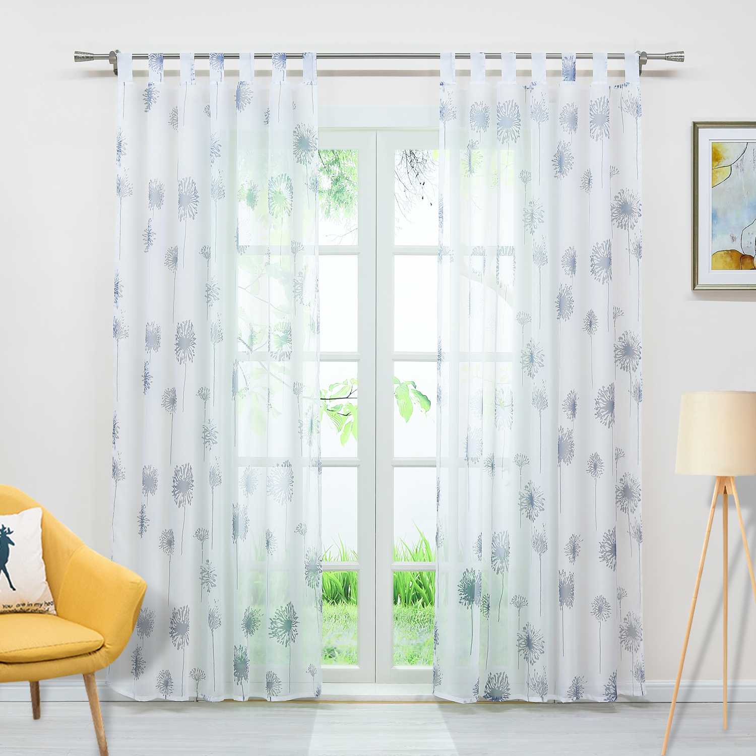 Transparenter Vorhang mit Pusteblumenmuster leicht Schutzfunktion Lichtdurchlässigkeit Gartenstil 1 Stück - Joyswahl
