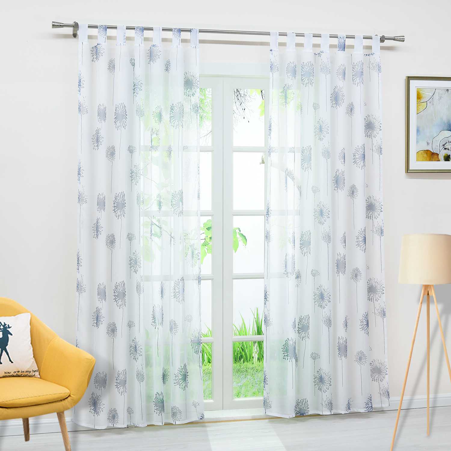Transparenter Vorhang mit Pusteblumenmuster leicht Schutzfunktion Lichtdurchlässigkeit Gartenstil 1 Stück - Joyswahl