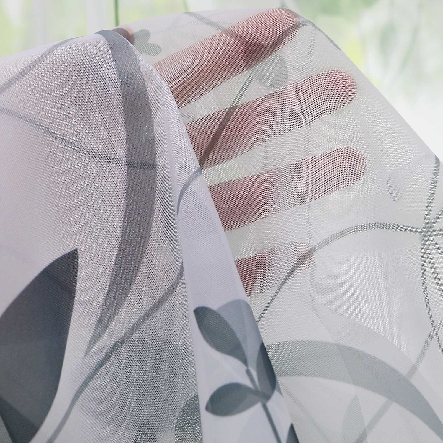 Transparenter Vorhang mit Blättermuster leicht Schutzfunktion Gartenstil 1 Stück - Joyswahl